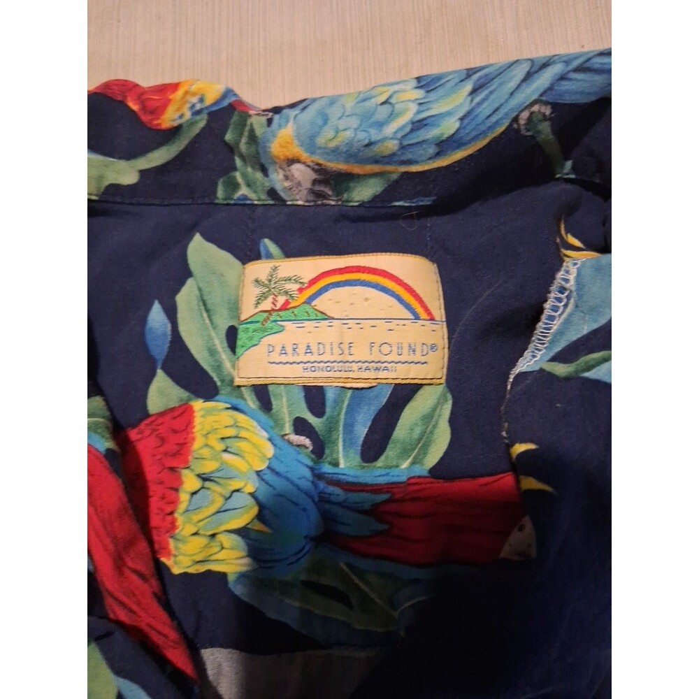 Vintage PARADISE FOUND Hawaiian Shirt Magnum PI Men's 2XL Parrots Multicolor - Picture 3 of 5